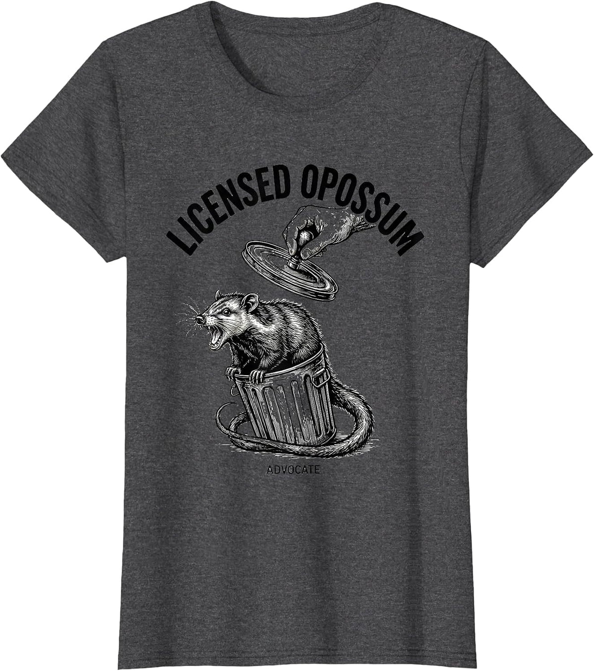 Women's Licensed Opossum Advocate Funny Possum Lover Meme Humor T-Shirt - Dark Heather Grey