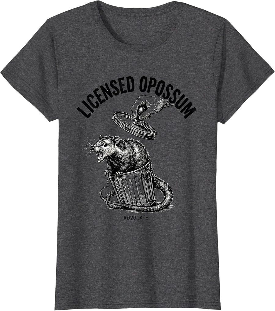 Women's Licensed Opossum Advocate Funny Possum Lover Meme Humor T-Shirt - Dark Heather Grey