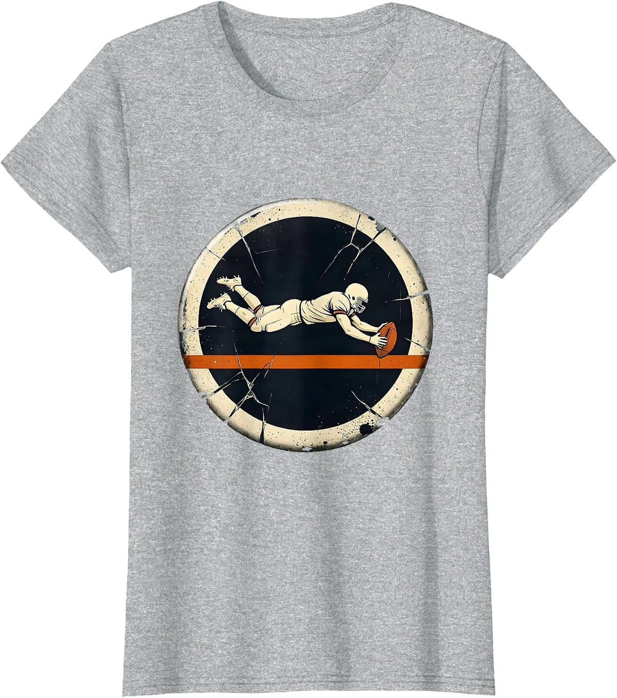 Women's Diving Lineman Football Fan Humor Parody T-Shirt - Heather Grey