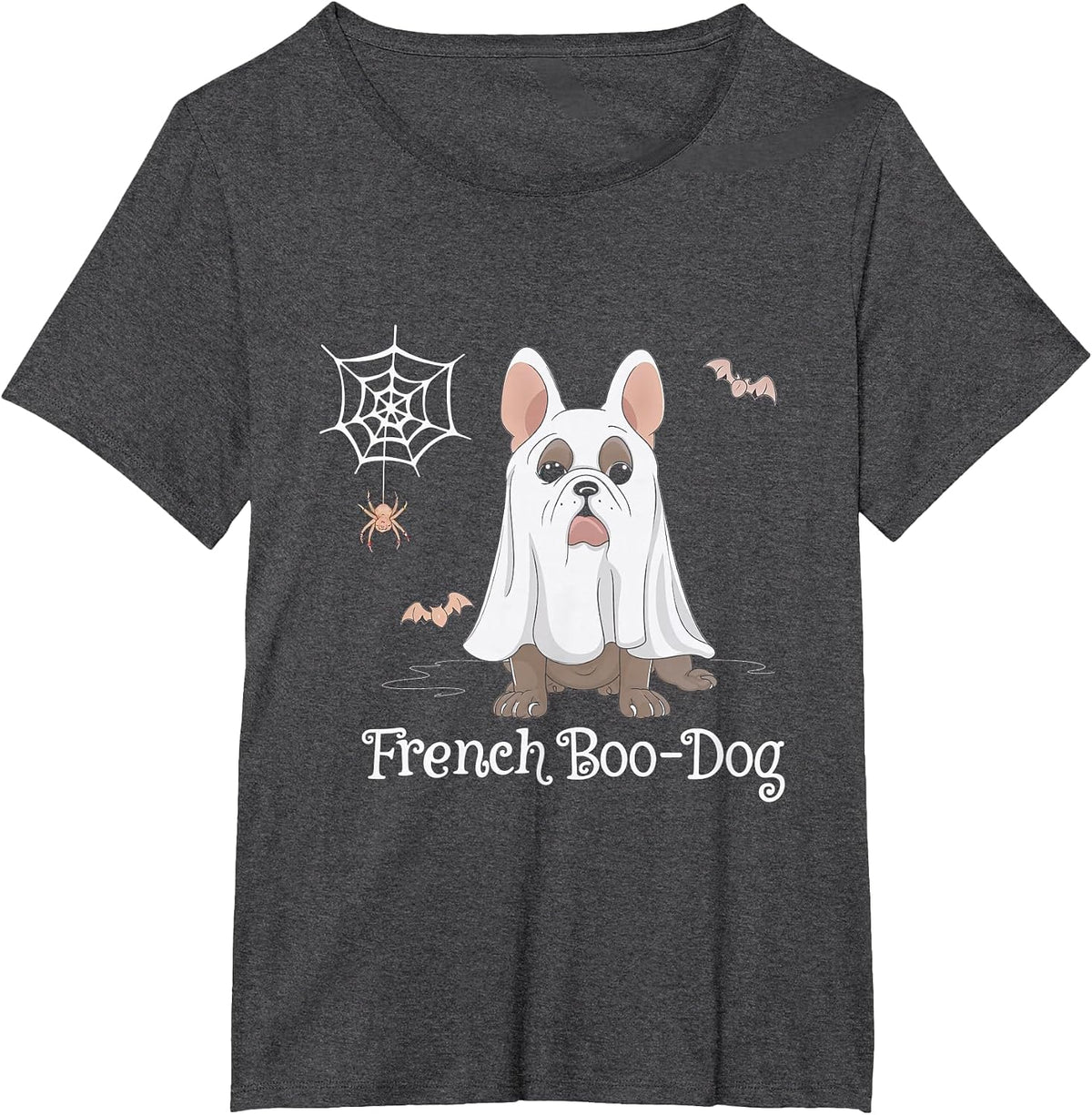 French Boo-Dog French Bulldog Halloween Costume Dog T-Shirt - Dark Heather Grey