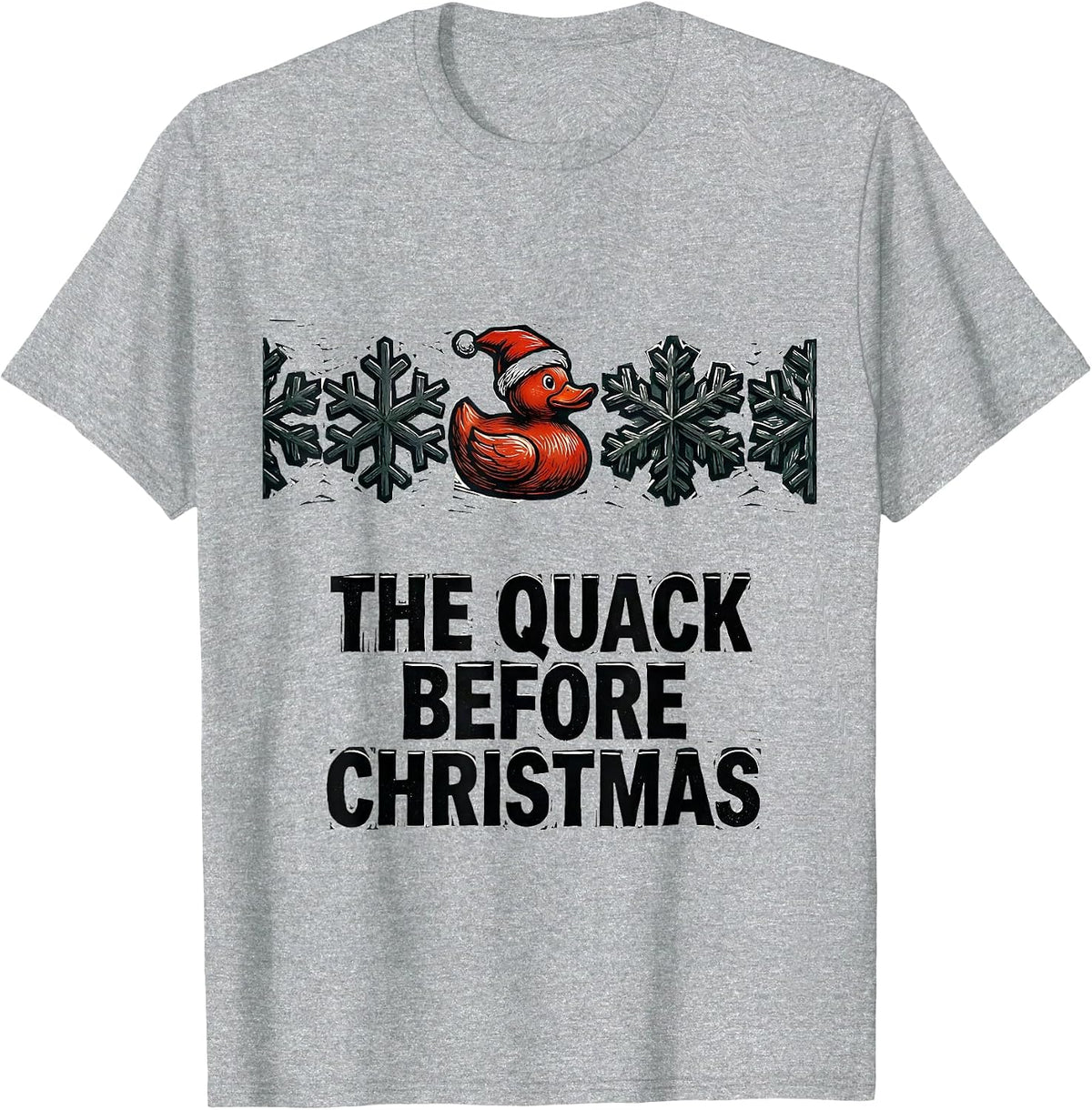 Men's The Quack Before Christmas Linocut Funny Duck Lover Pajama T-Shirt - Heather Grey