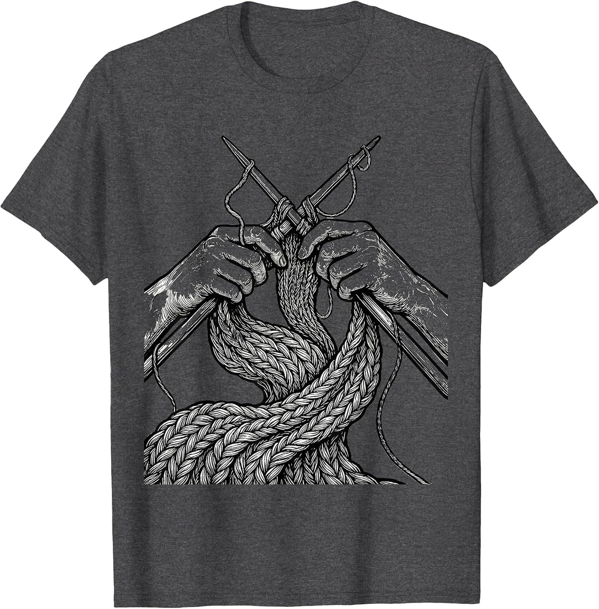 Occupational Therapy Knitting Oversized Needles Art T-Shirt - Dark Heather Grey