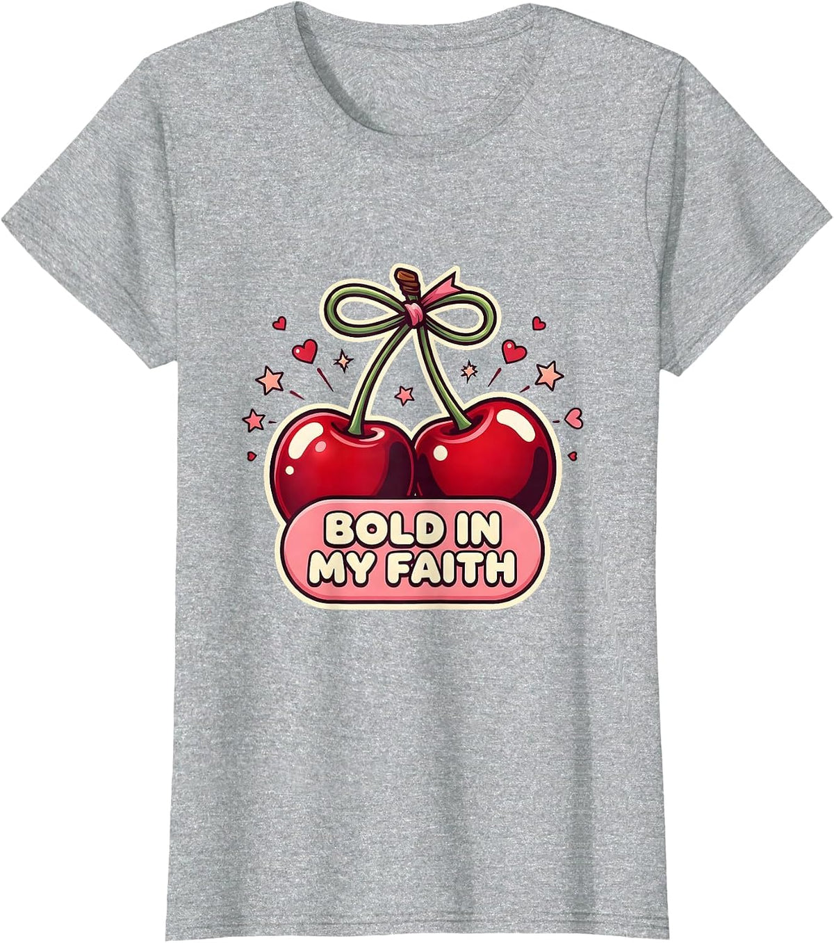 Women's Bold In My Faith Faith Over Fear Design T-Shirt - Heather Grey