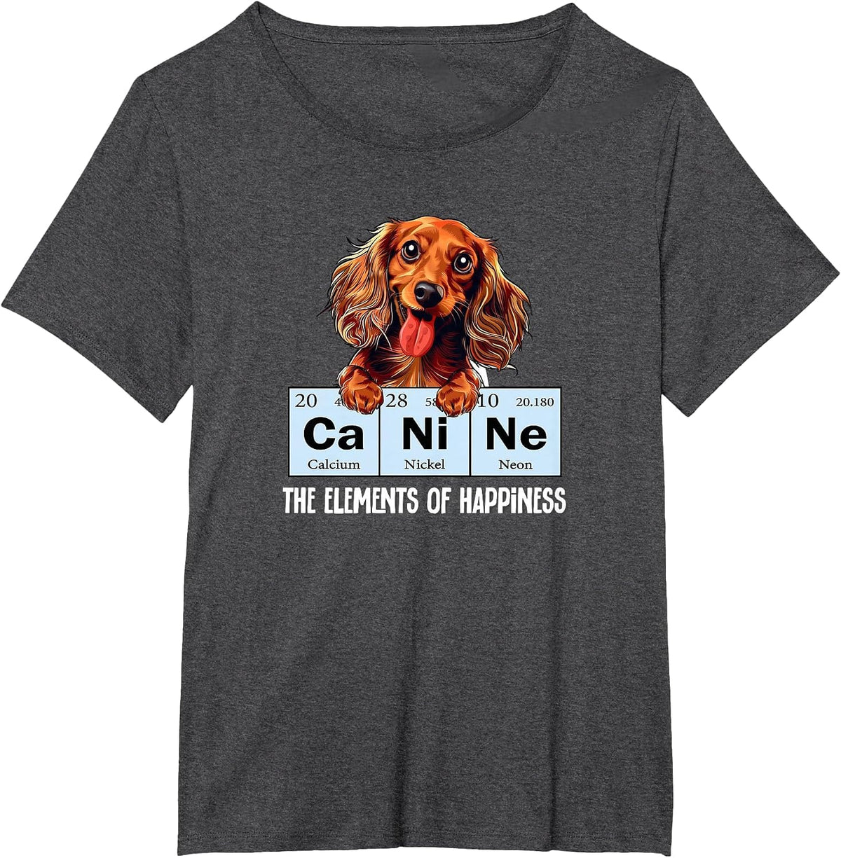 Funny Elements of Happiness Long Haired Dachshund Lover T-Shirt - Dark Heather Grey