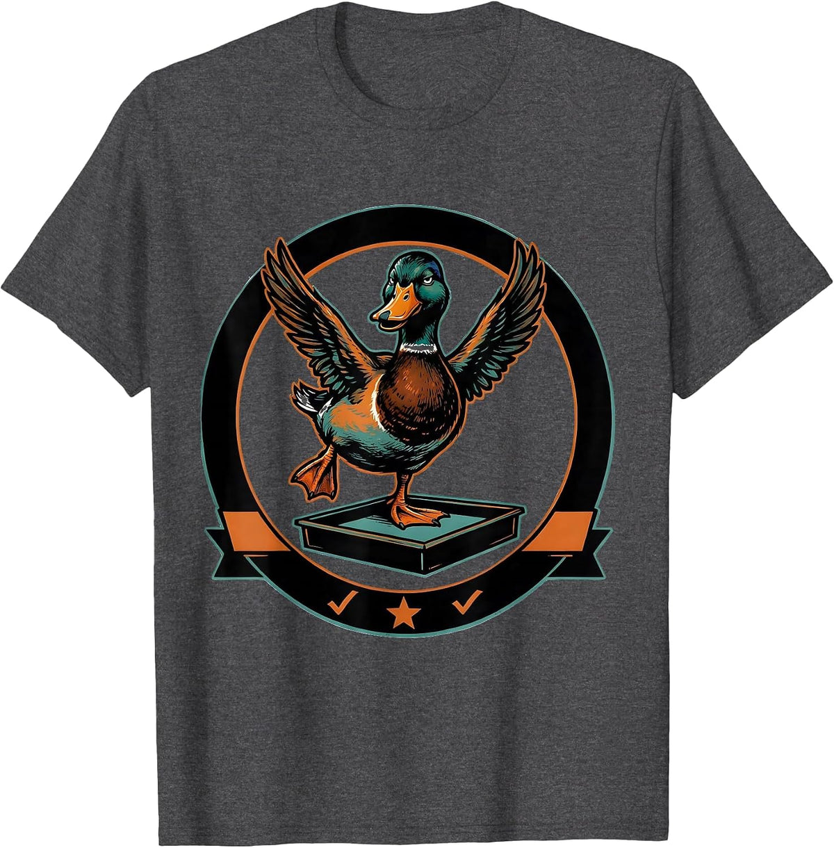 Men's Dismissive Duck Screenprint Poster Humor Novelty Gift T-Shirt - Dark Heather Grey