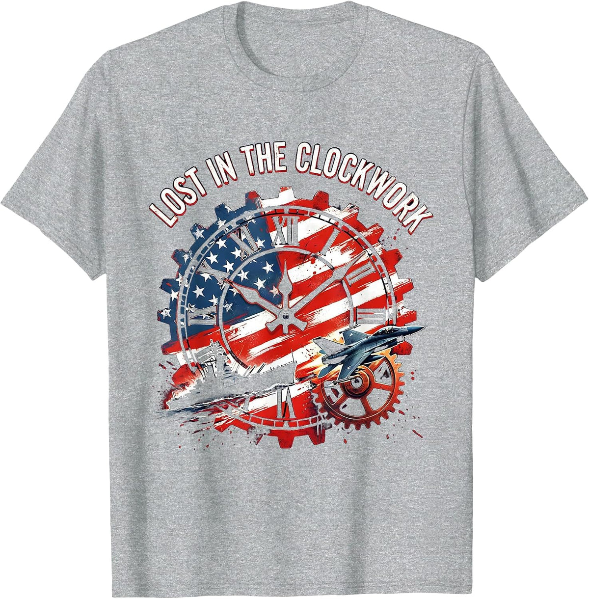 Men's Lost in the Clockwork Steampunk Design T-Shirt - Heather Grey