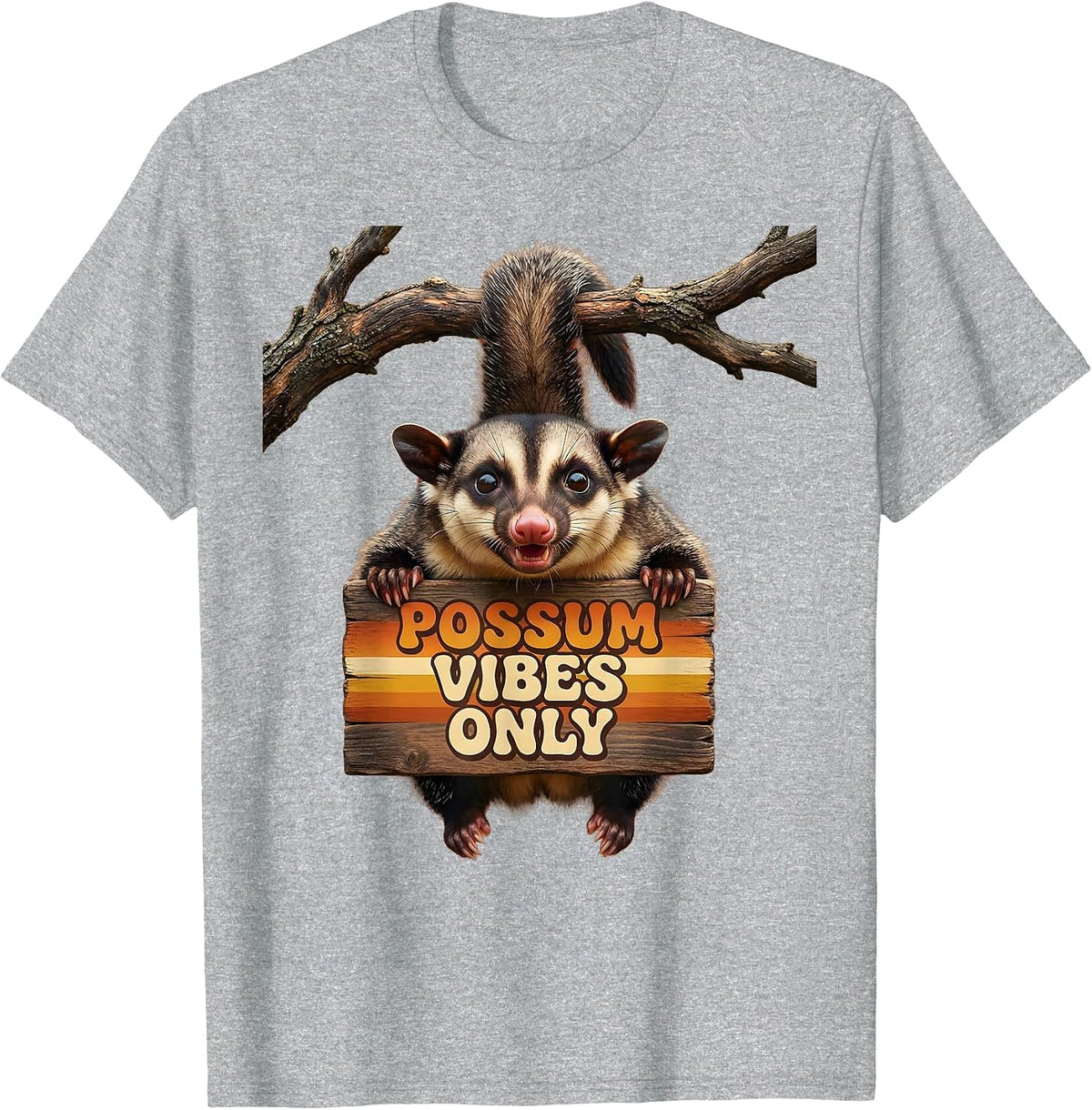 Men's Possum Vibes Only Funny Opossum Design T-Shirt - Heather Grey