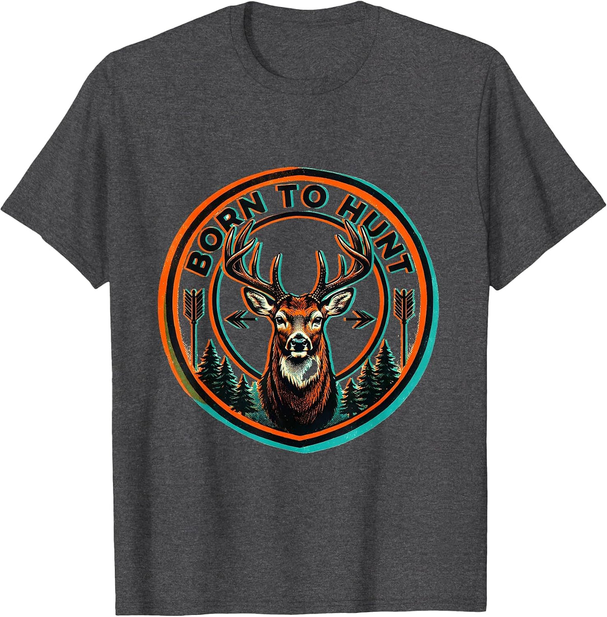 Men's Born to Hunt Hunting Enthusiast Design T-Shirt - Dark Heather Grey