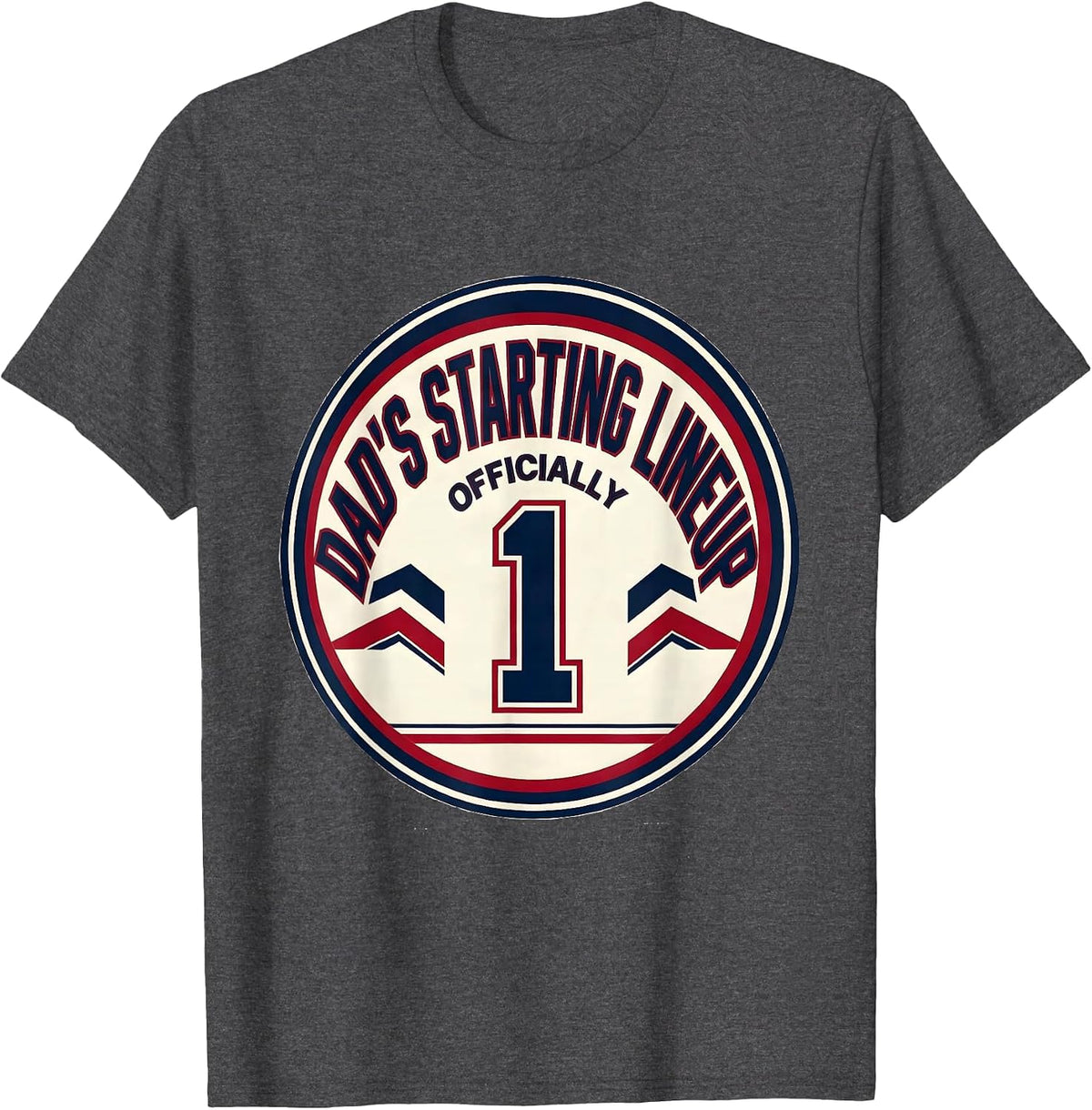 Men's Officially Dad's Starting Lineup Funny Dad Gift Birthday T-Shirt - Dark Heather Grey