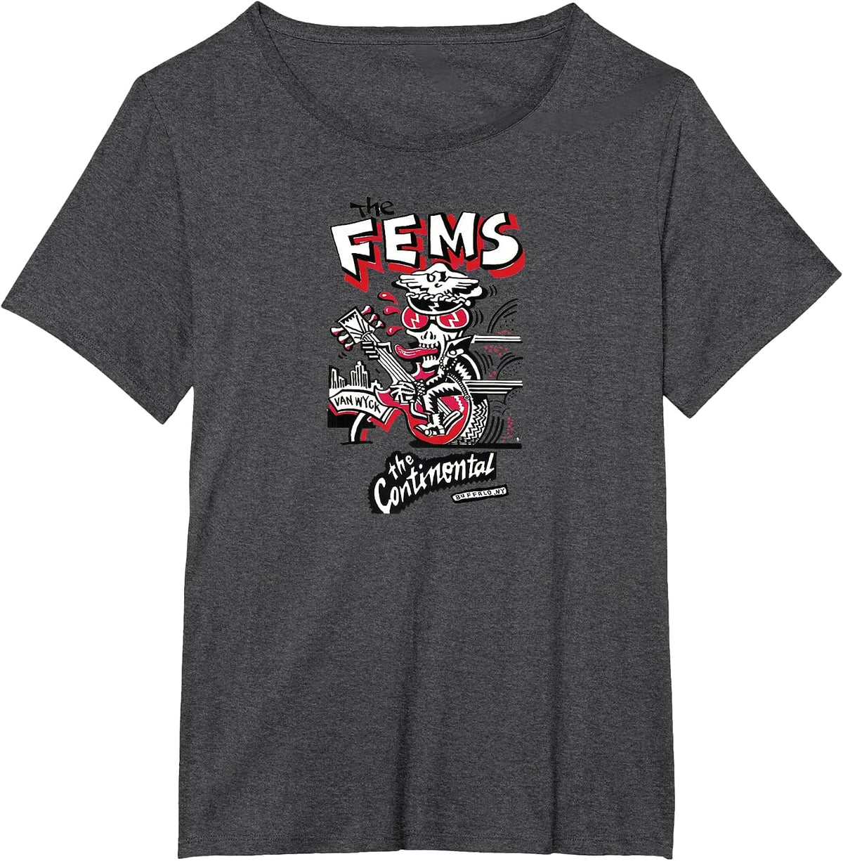 The Fems Continental Retro 80s Concert Poster T-Shirt - Dark Heather Grey