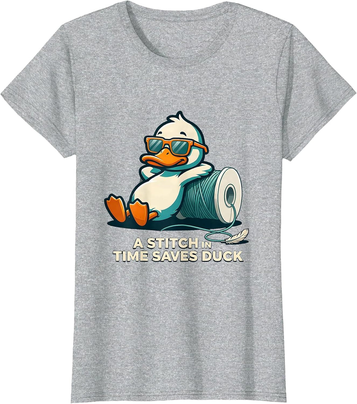 A Stitch In Time Saves Duck Funny Duck Novelty Sunglasses T-Shirt - Heather Grey