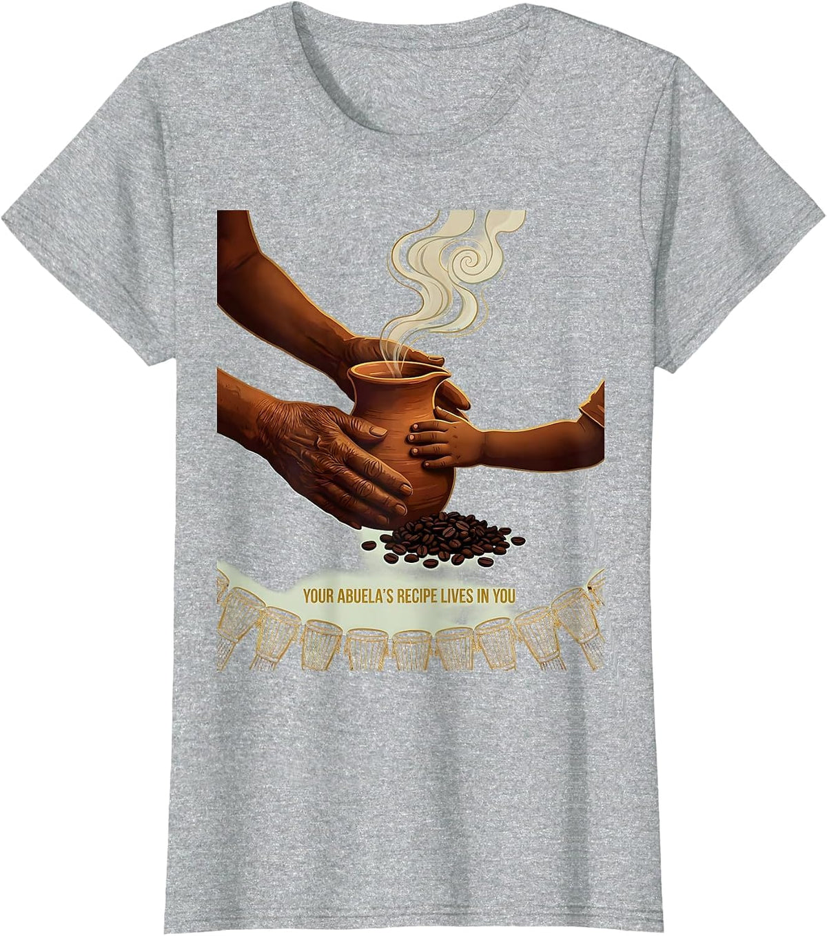 Your Abuela's Recipe Lives In You Vintage Heritage Gift T-Shirt - Heather Grey