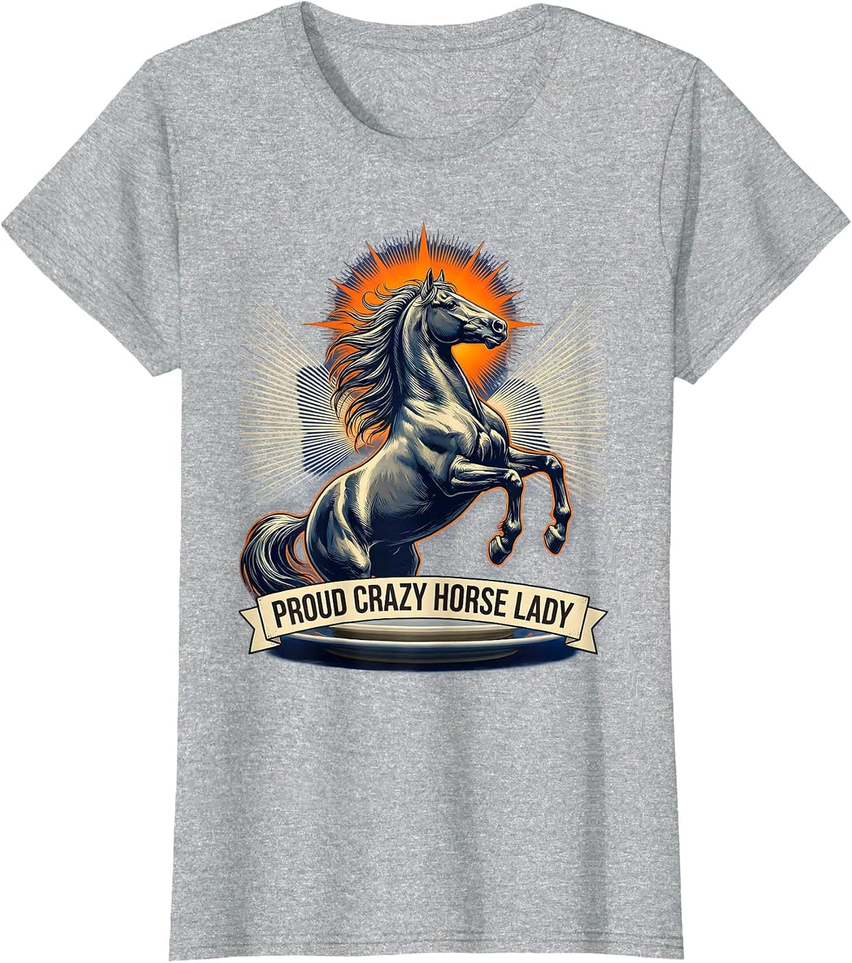 Women's Proud Crazy Horse Lady Equestrian Design T-Shirt - Heather Grey