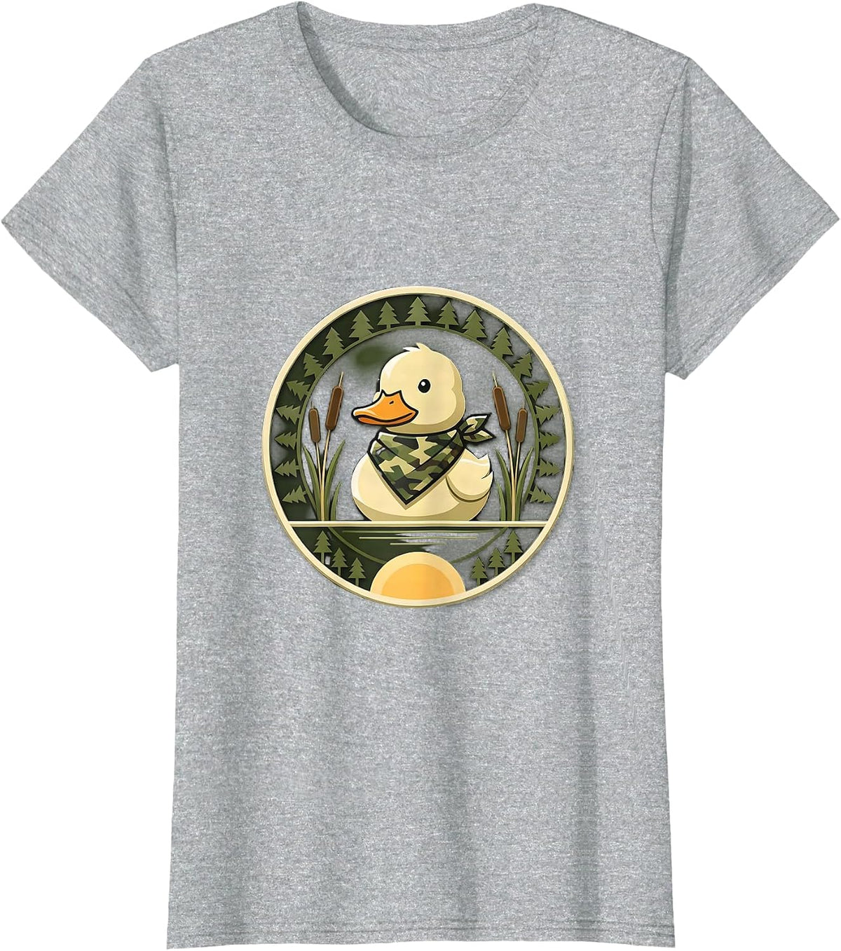 Cute Baby Duck Camo Bandana Toddler Design T-Shirt - Heather Grey