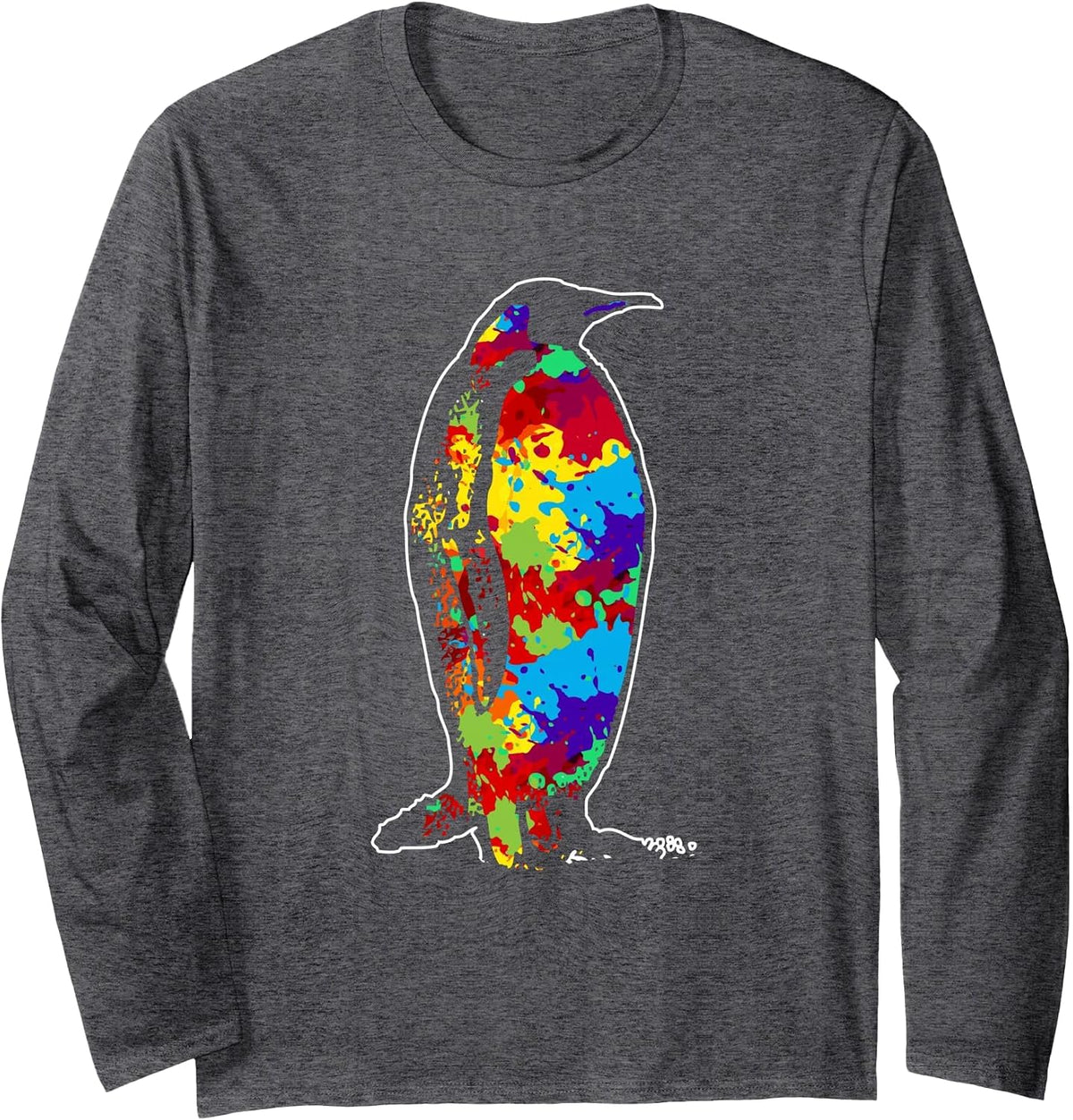 Penguin Long Sleeve T-Shirt - Adult Unisex Dark Heather Grey