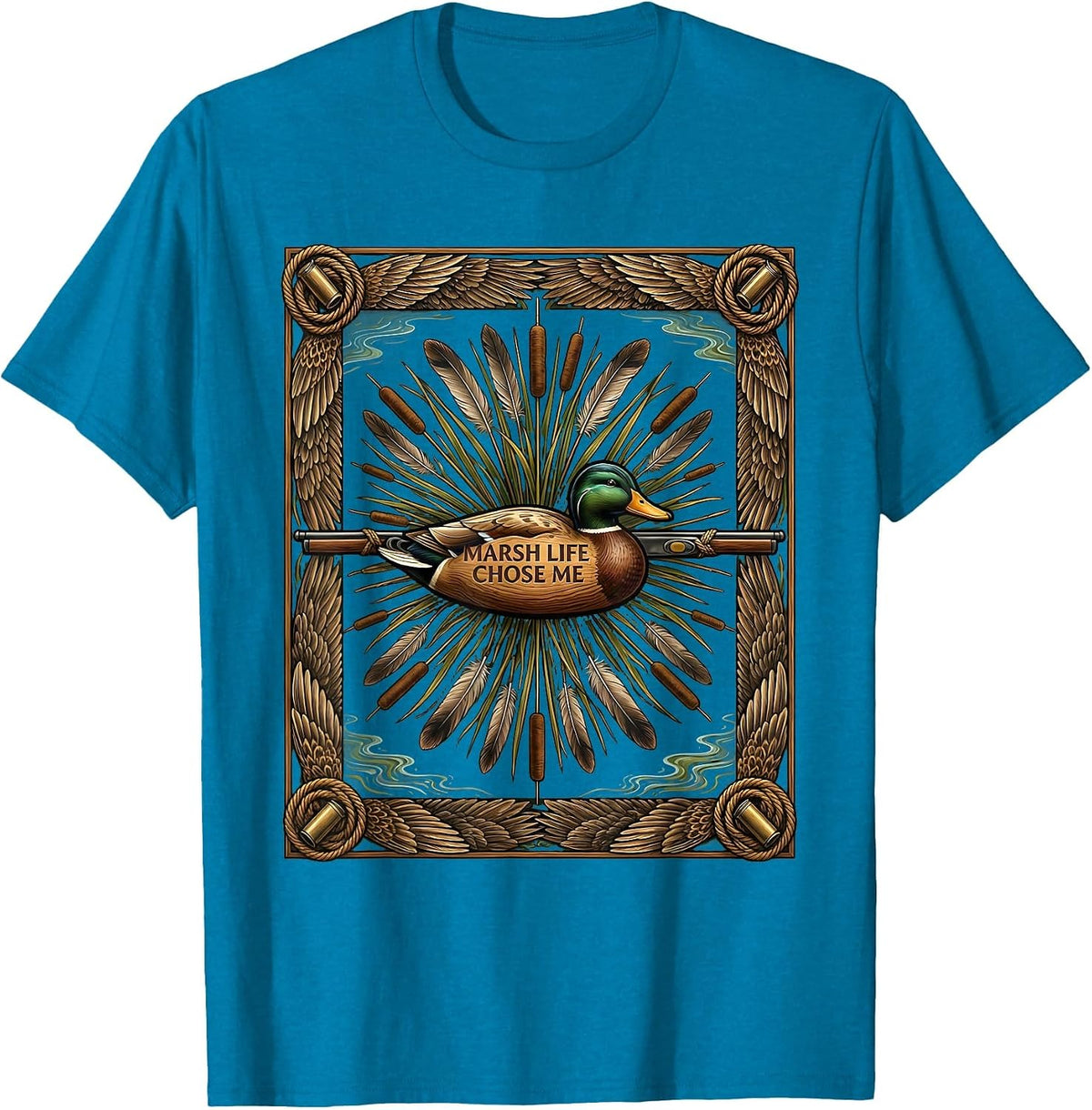 Marsh Life Chose Me Duck Camo Design T-Shirt - Sapphire Blue