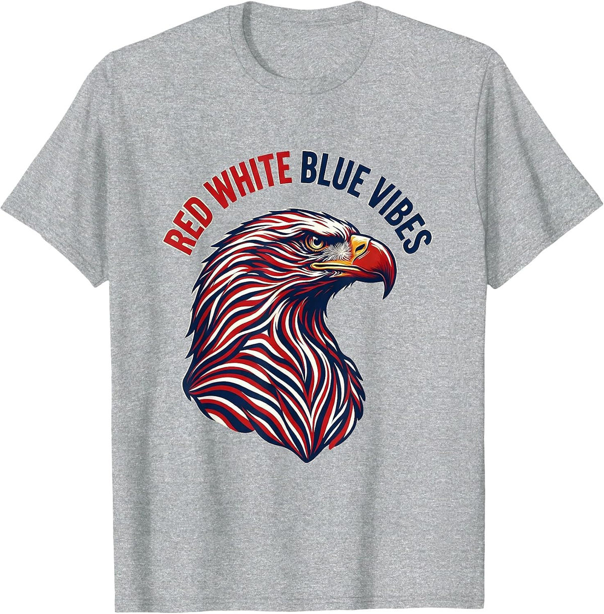Men's Red White and Blue Vibes Patriotic Design T-Shirt - Heather Grey