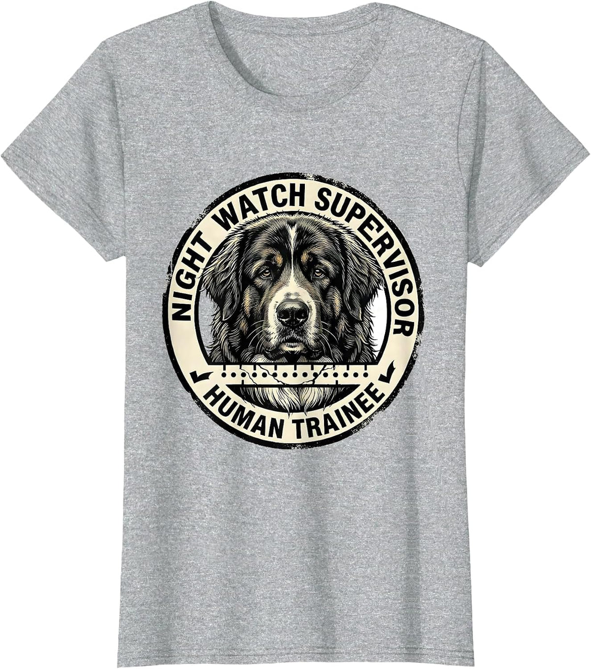 Night Watch Supervisor, Human Trainee Funny Great Pyrenees T-Shirt - Heather Grey