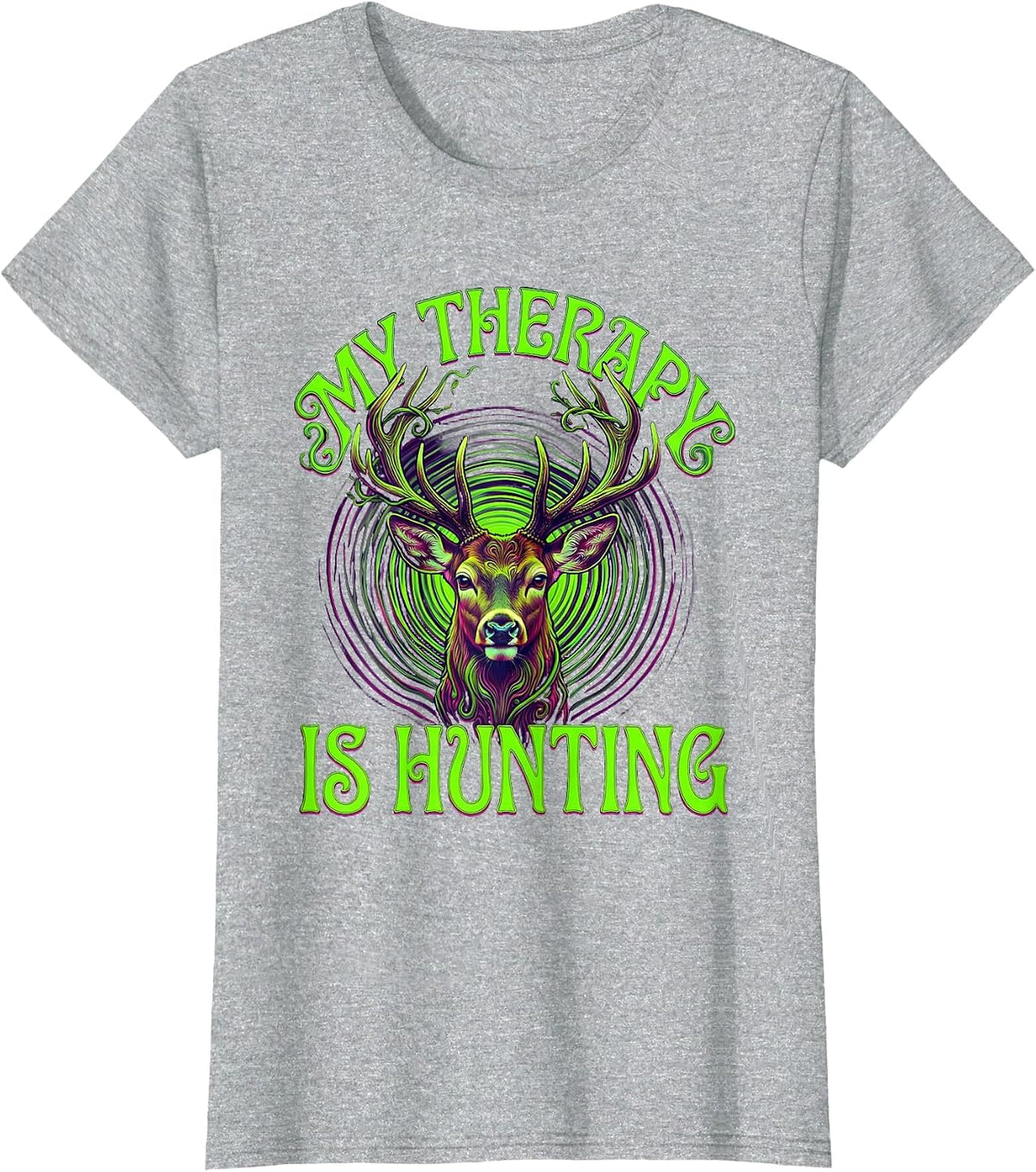 Women's My Therapy Is Hunting Outdoor Design T-Shirt - Heather Grey