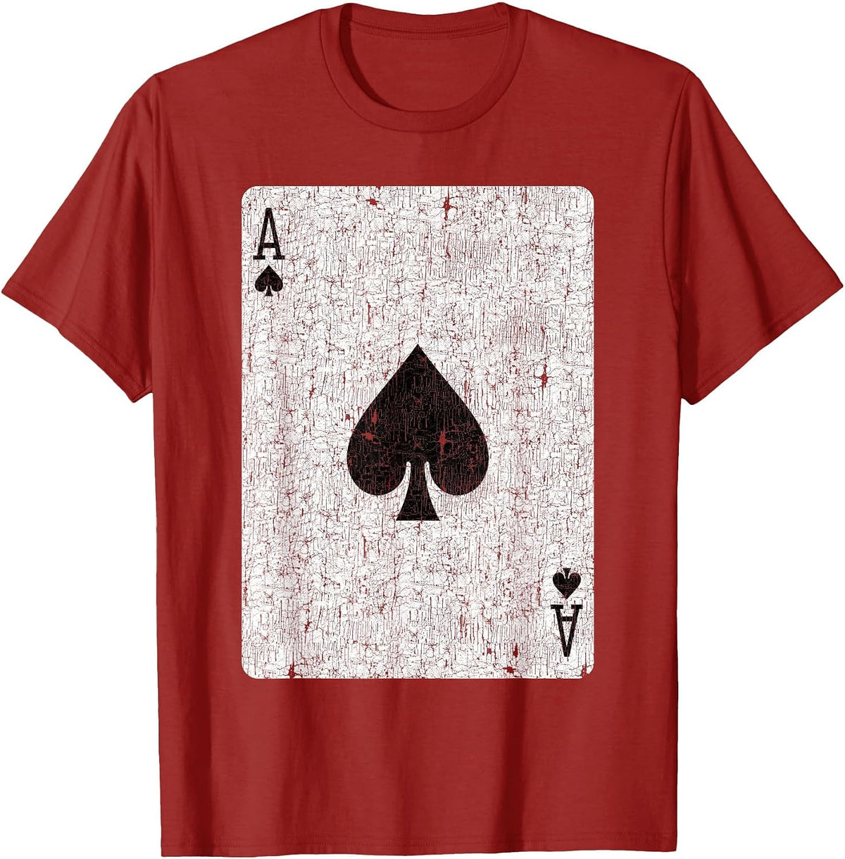 Ace of Spades Card - Poker, Bridge Player, Costume T-Shirt - Cranberry Red