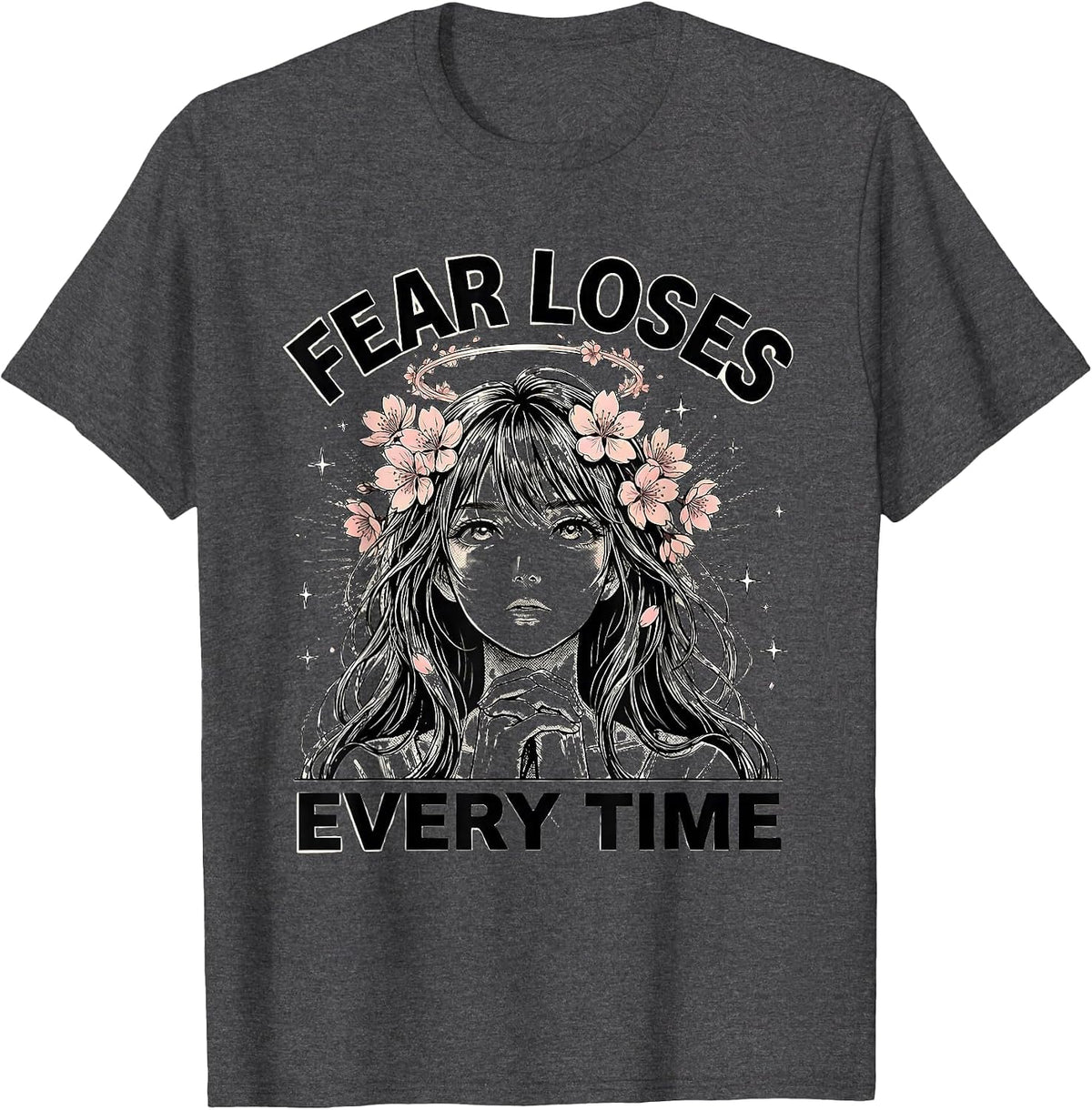 Men's Fear Loses Every Time Faith Over Fear Design T-Shirt - Dark Heather Grey