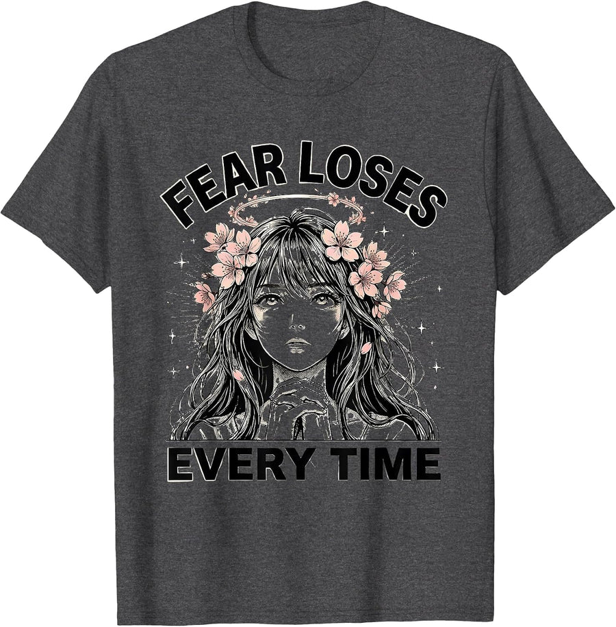 Men's Fear Loses Every Time Faith Over Fear Design T-Shirt - Dark Heather Grey