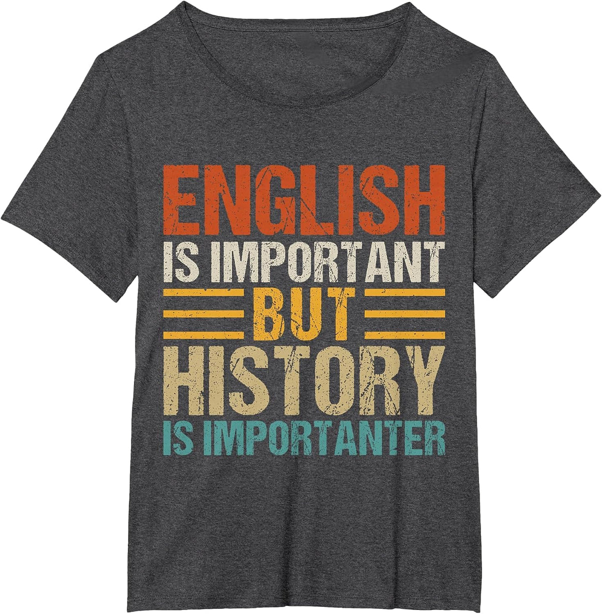English is Important But History is Importanter Teachers T-Shirt - Dark Heather Grey