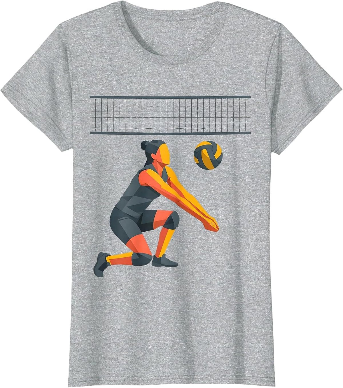 Women's Volleyball Player Defensive Scoop Flat Vector Sport Graphic T-Shirt - Heather Grey