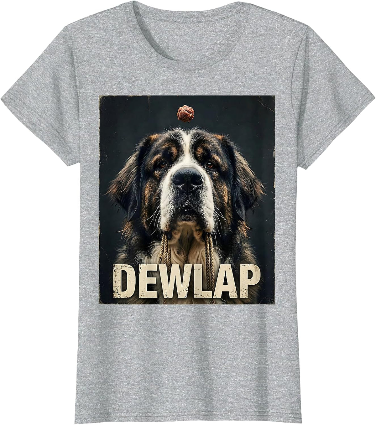 Women's DEWLAP Distressed Funny Great Pyrenees Dog Mom Dog Dad Jowls T-Shirt - Heather Grey