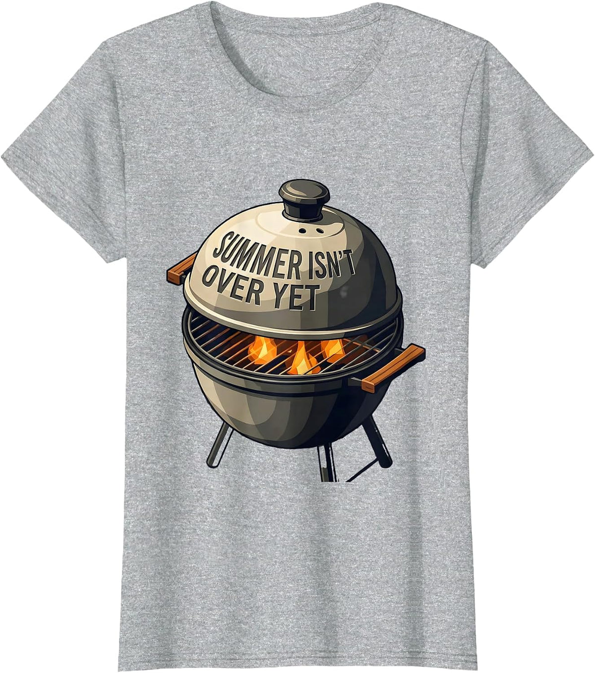 Summer Isn't Over Yet Isometric Grill Dad Last Cookout Humor T-Shirt - Heather Grey