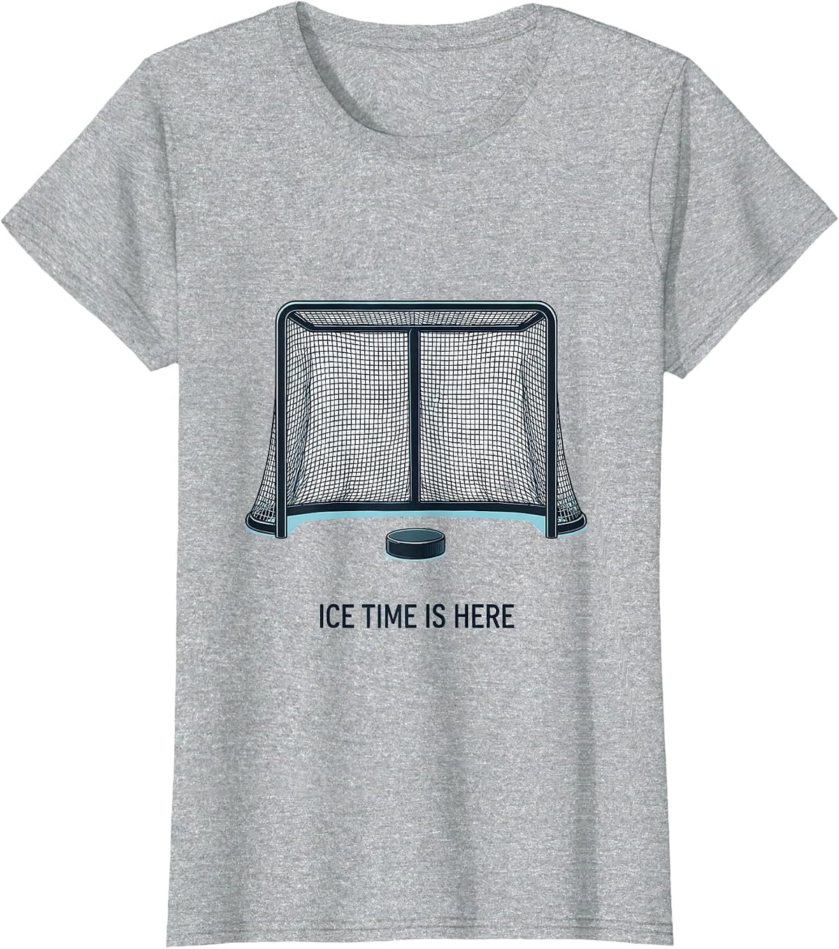 Ice Time Is Here Funny Ice Hockey Player Fan Youth Gift T-Shirt - Heather Grey