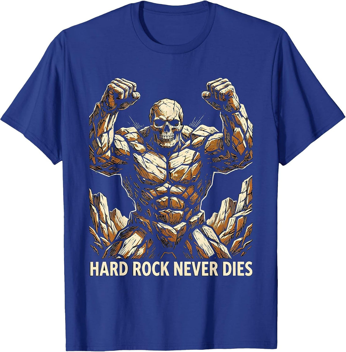 Men's Hard Rock Never Dies Bold Rock Music Design T-Shirt - Royal Blue
