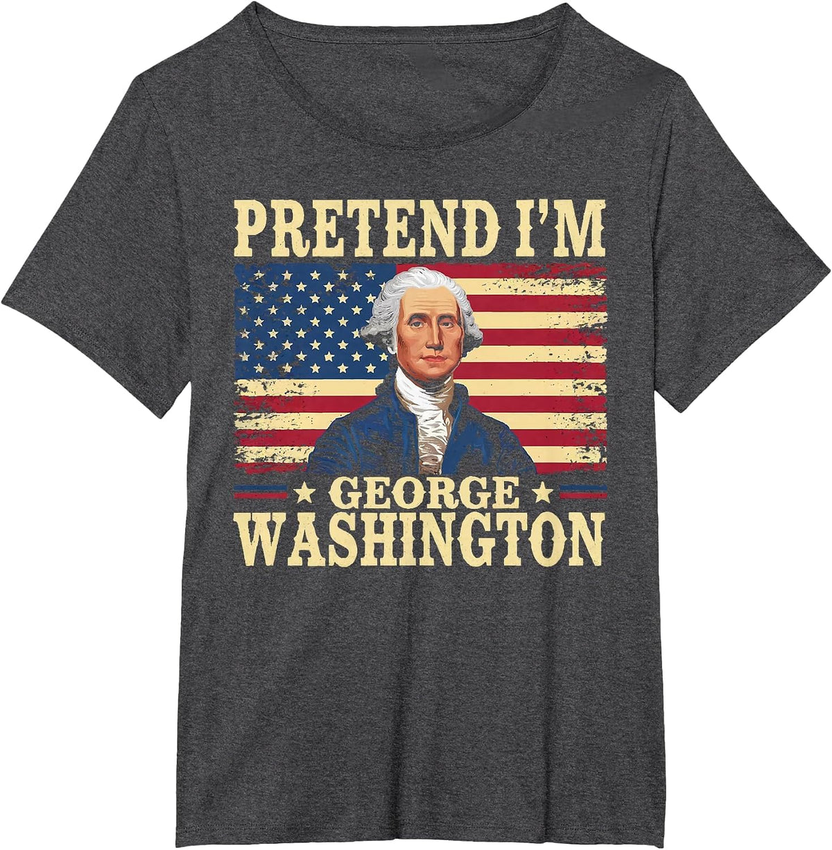 Pretend I'm George Washington Vintage Halloween Costume T-Shirt - Dark Heather Grey