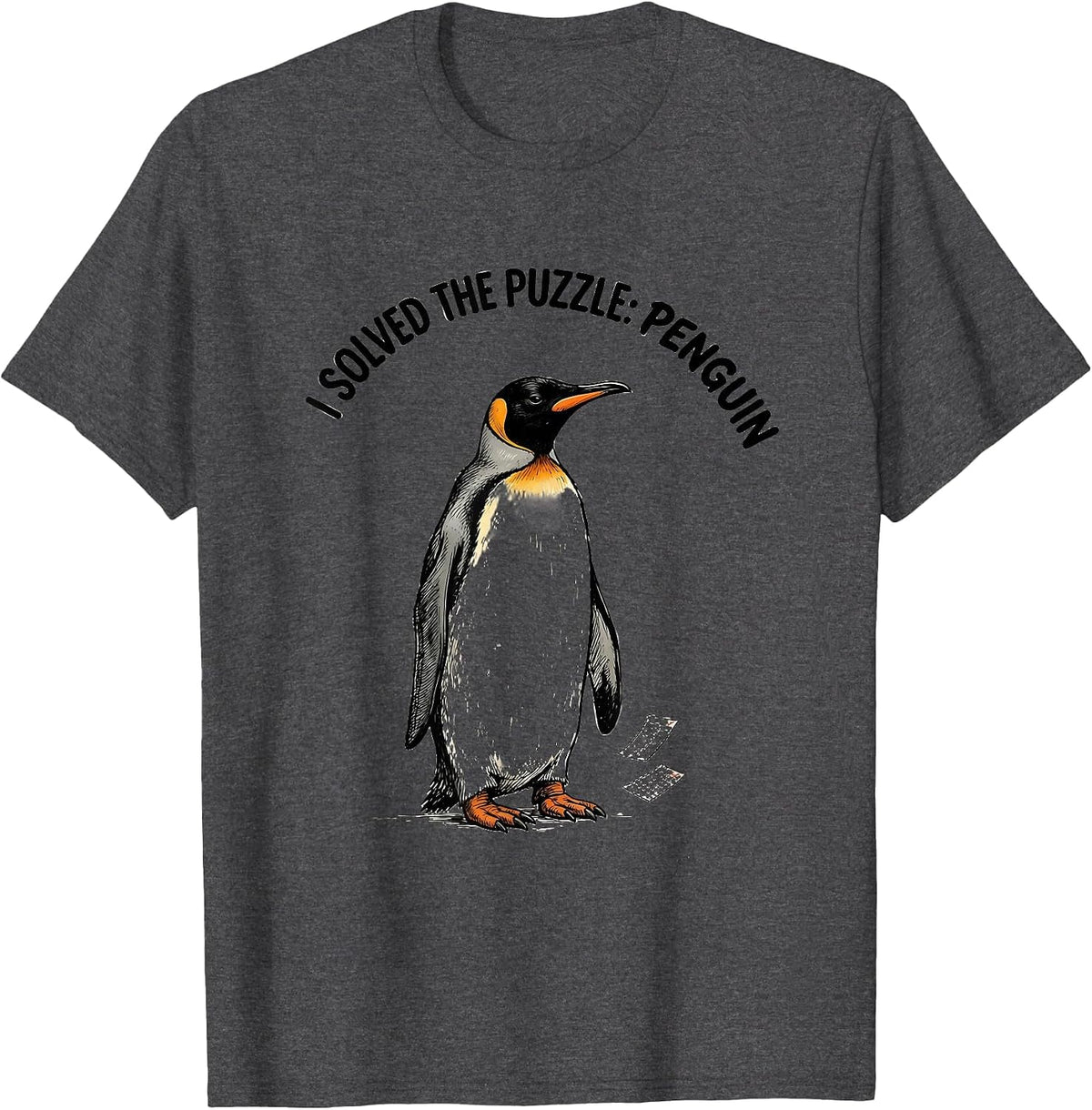 I Solved The Puzzle Penguin Funny Penguin Lover Humor T-Shirt - Dark Heather Grey