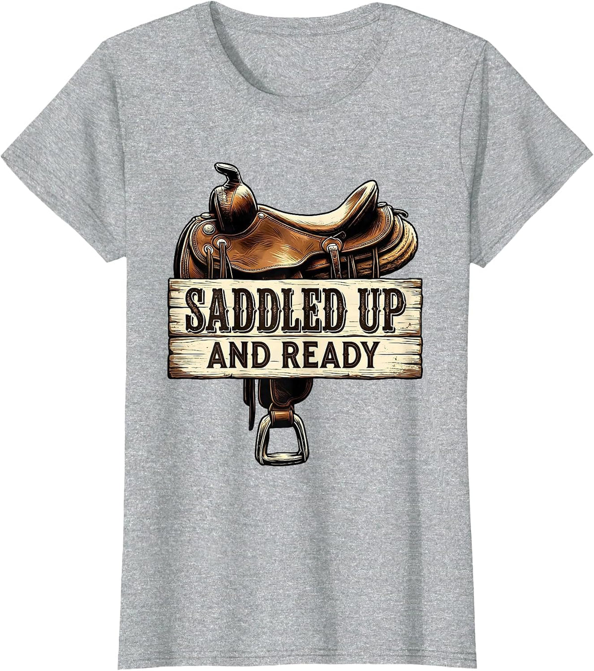 Saddled Up and Ready Equestrian Design T-Shirt - Heather Grey
