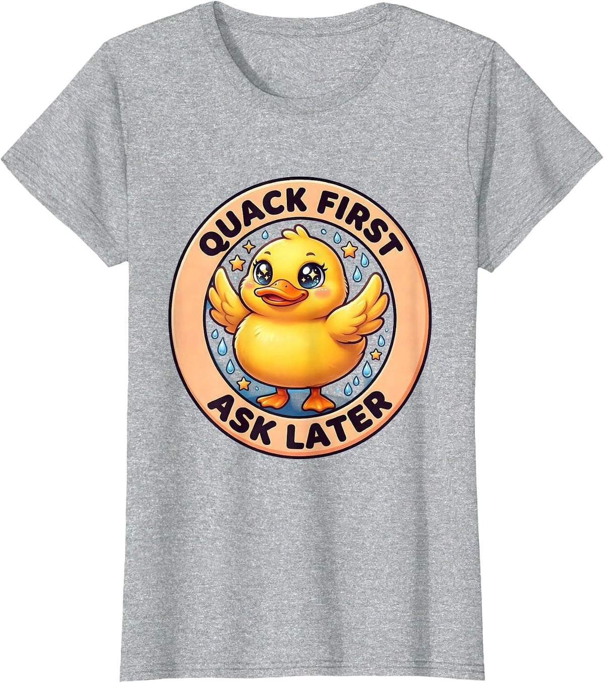 Quack First Ask Later Funny Duck Design T-Shirt - Heather Grey