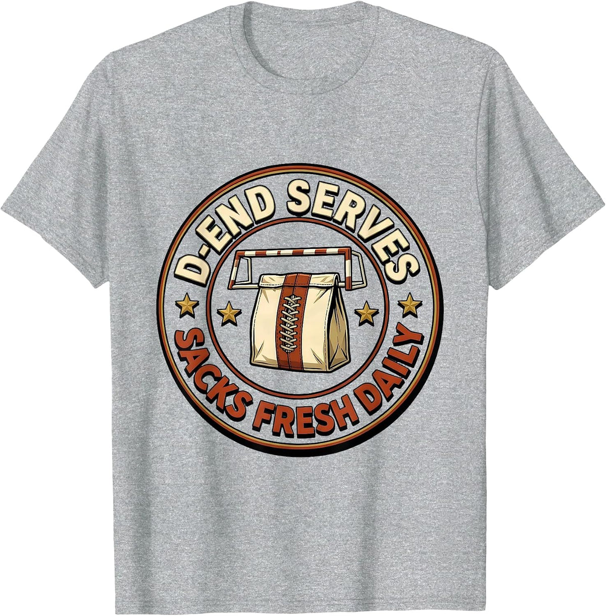 Men's D-End Serves Sacks Fresh Daily Funny Football Lineman T-Shirt - Heather Grey