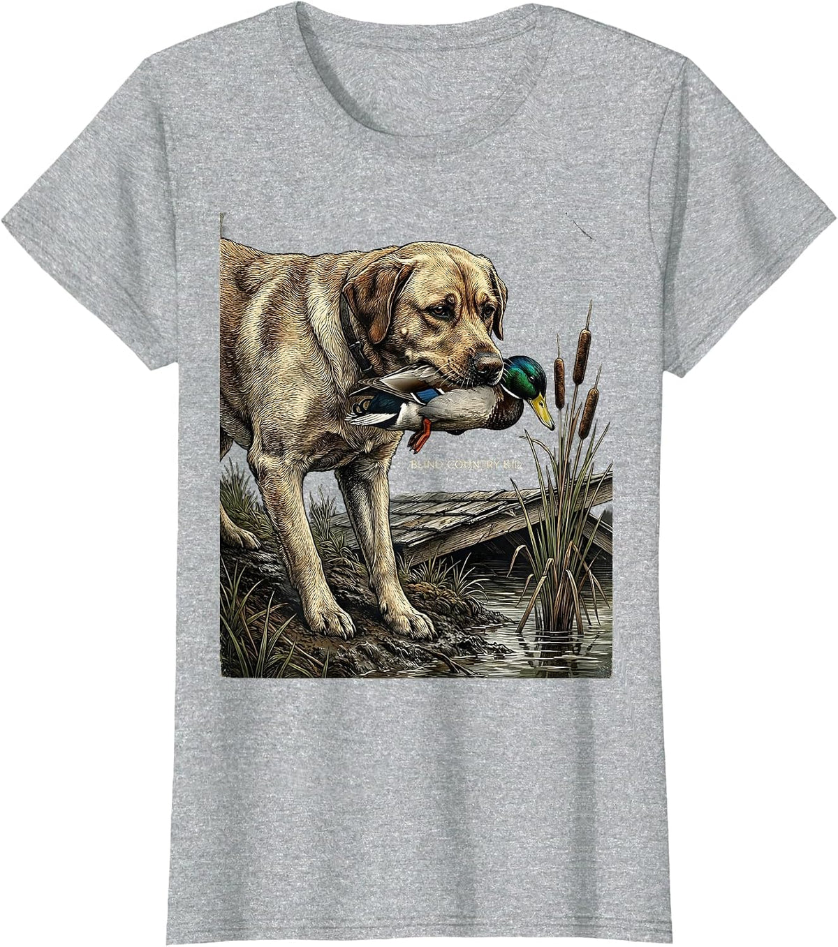 Blind Country Kid Vintage Labrador Hunting Dog Waterfowl T-Shirt - Heather Grey