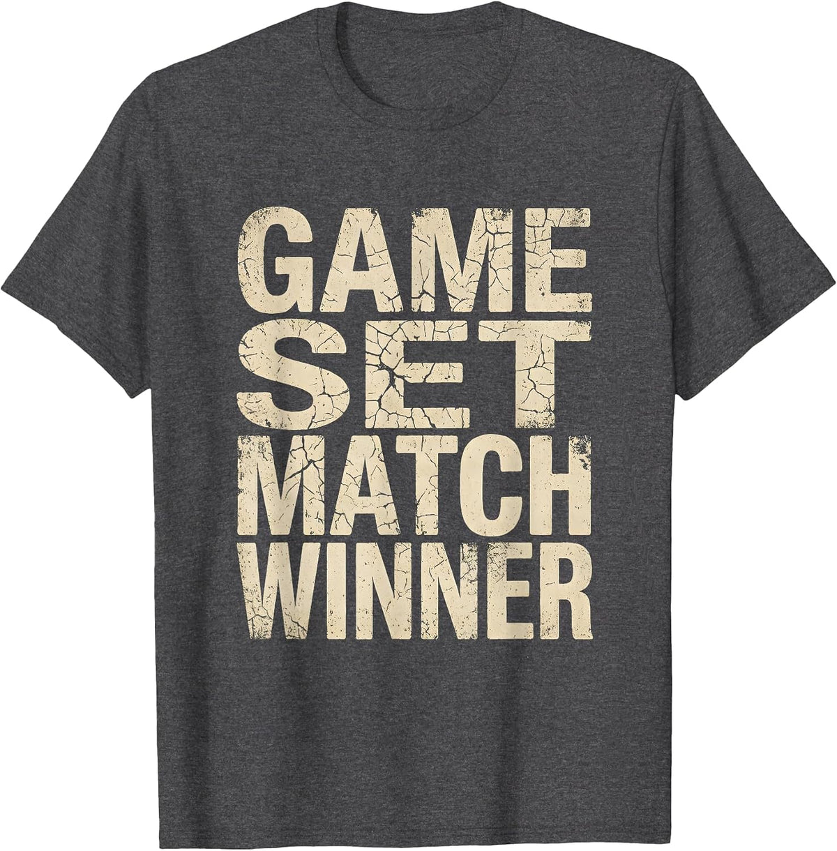 Men's Game Set Match Winner Tennis Design T-Shirt - Dark Heather Grey