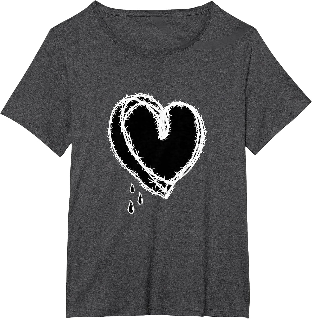 Aesthetic Heart Black Goth Grunge Alternative Fashion T-Shirt - Dark Heather Grey