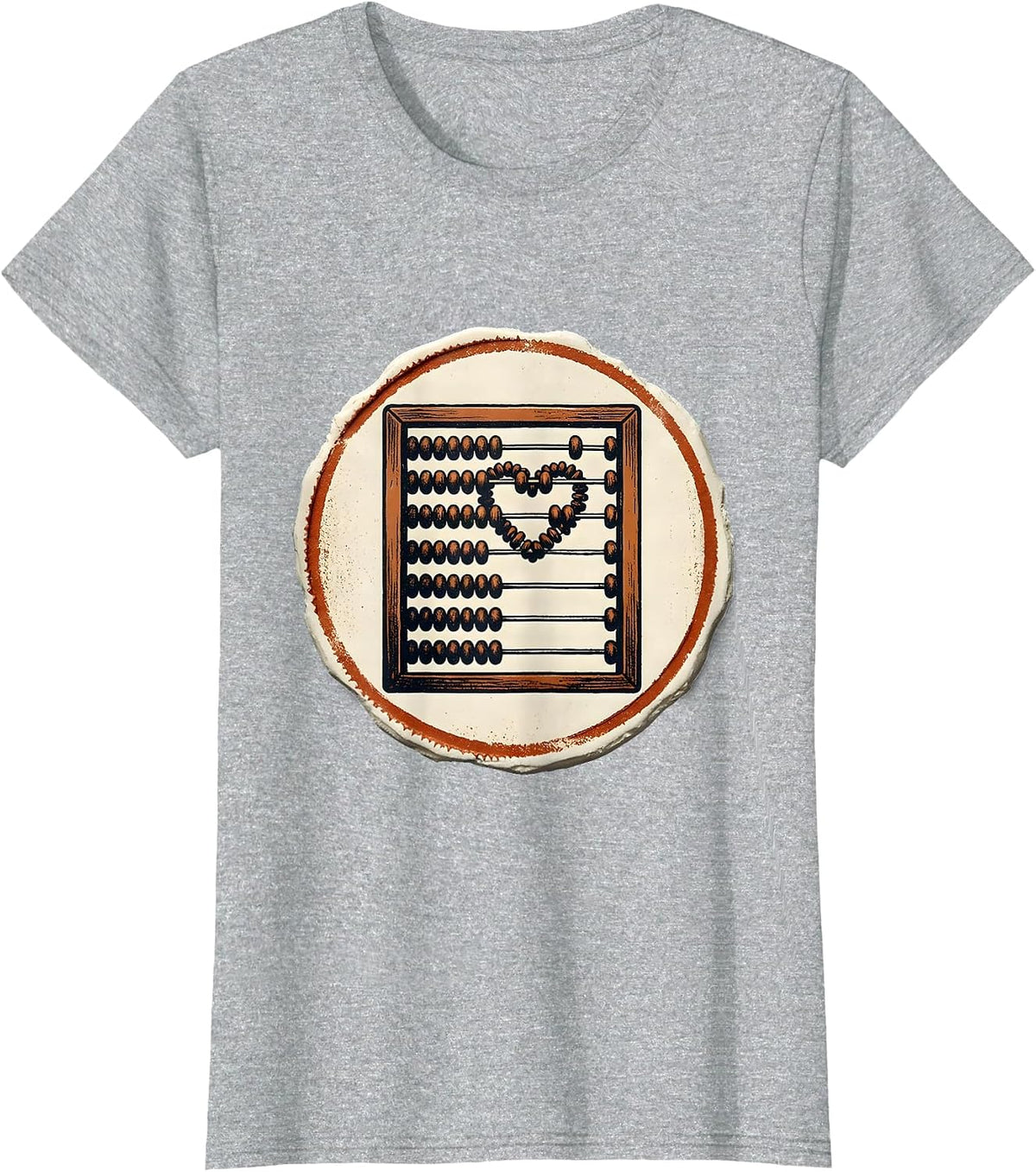 Women's Heart Abacus Stamp Teacher Valentine’s Day Humor T-Shirt - Heather Grey