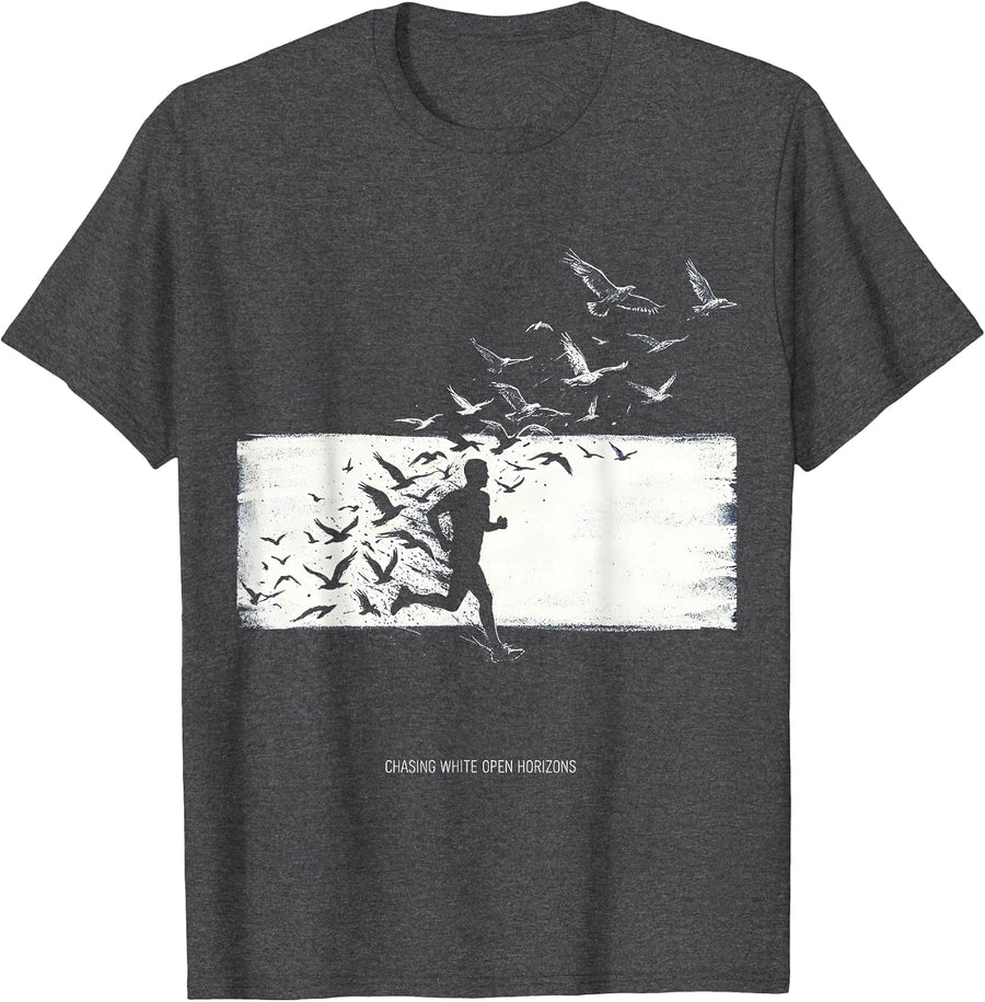 Men's Chasing White Open Horizons Freedom Design T-Shirt - Dark Heather Grey