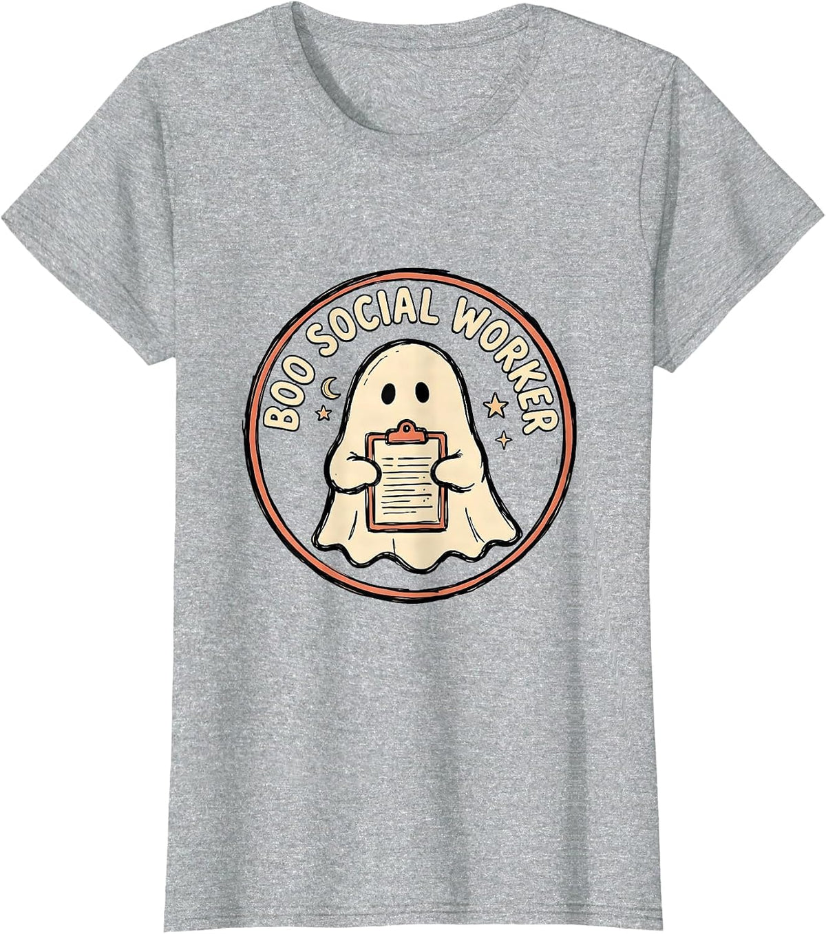 Boo Social Worker Cute Ghost Halloween Occupation Humor T-Shirt - Heather Grey