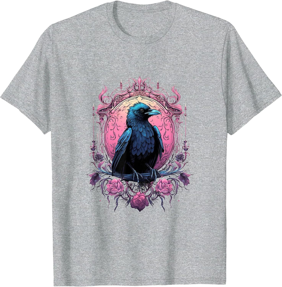 Pastel Goth Gothic Crow Bird Kawaii Anime Nu Goth Aesthetic T-Shirt - Heather Grey