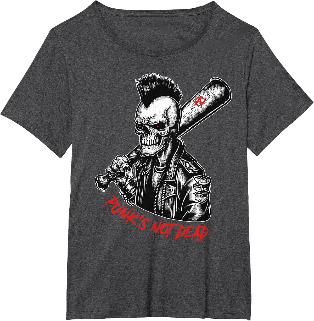 Punks NOT Dead Shirt Skull 70s 80s Emo Punk Goth Clothes T-Shirt - Dark Heather Grey