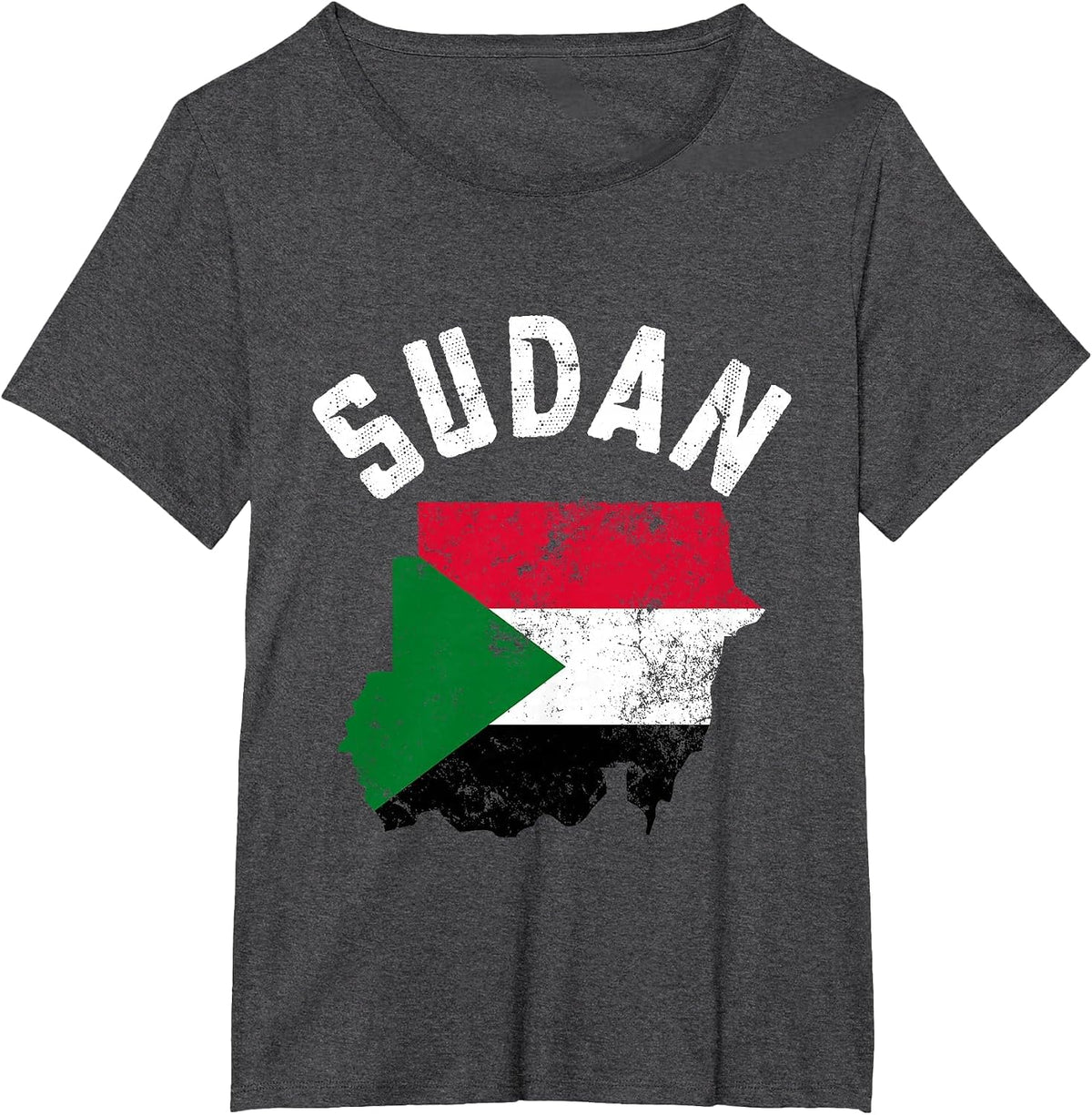 Distressed Patriotic Sudan Flag Map Men Women T-Shirt - Dark Heather Grey