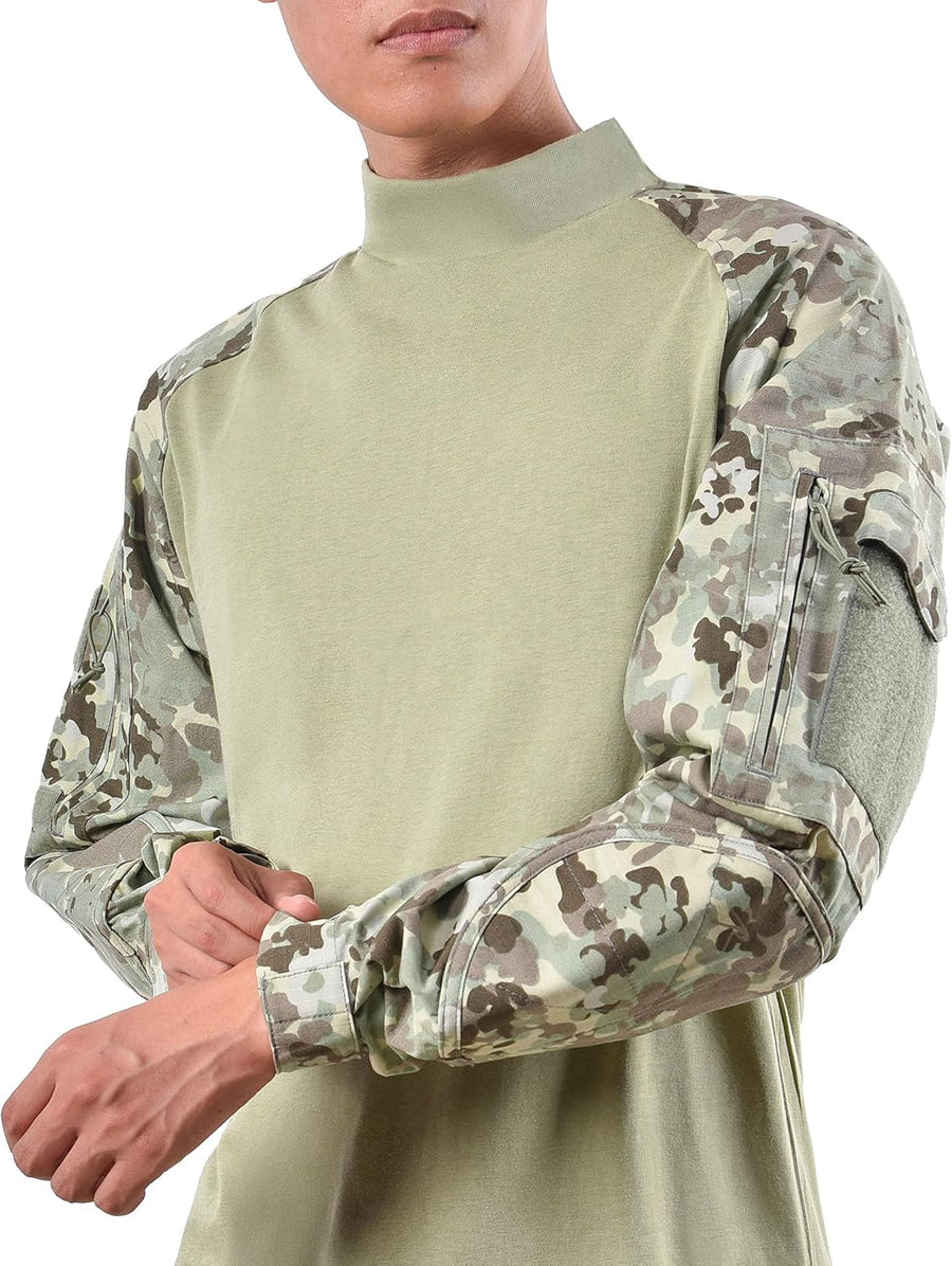 BACKBONE Men's Tactical Combat Shirt Long Sleeve Military BDU - Terrain Camo