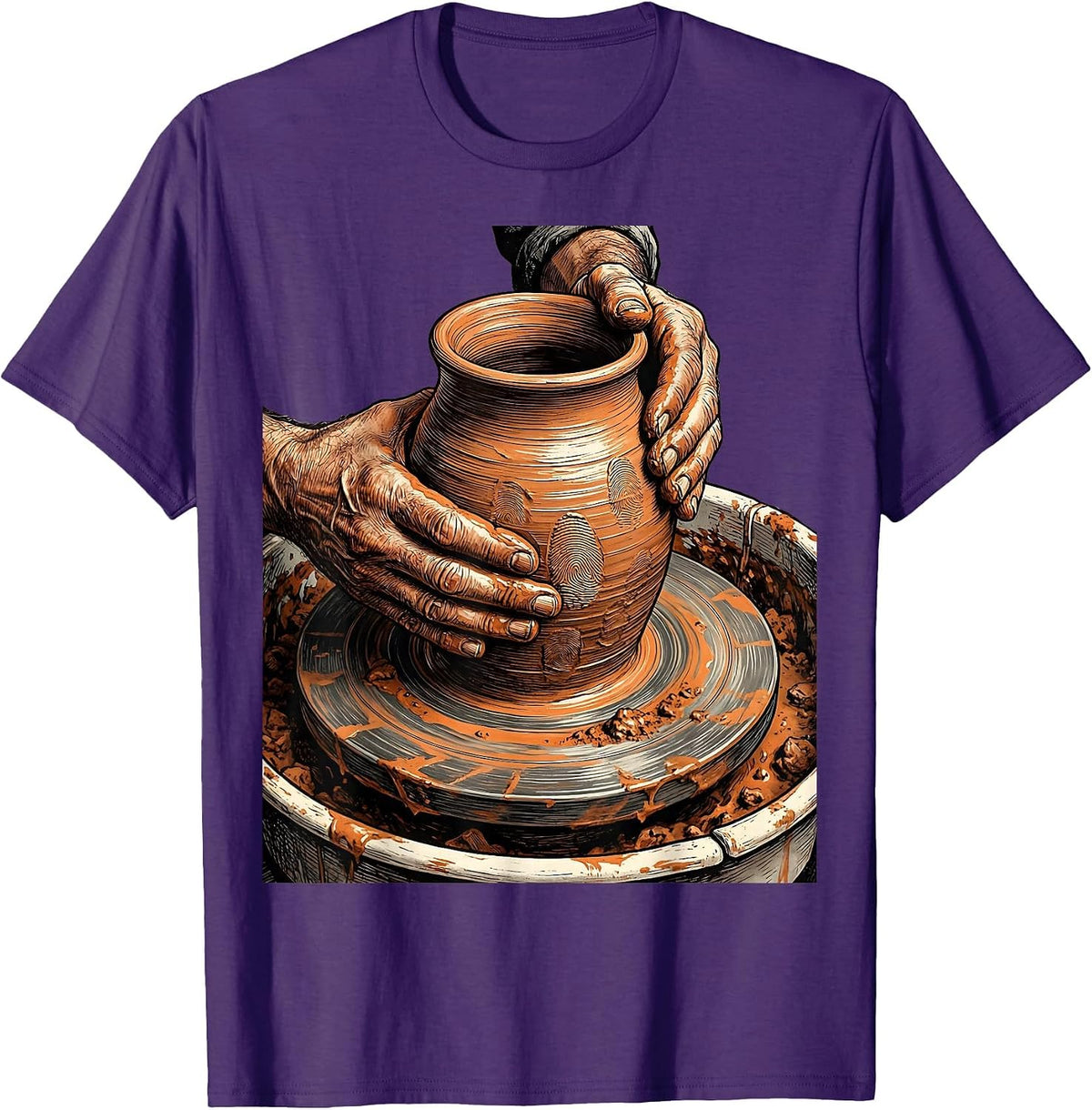 Italian Pottery Artisan Clay Wheel Craft Design T-Shirt - Purple