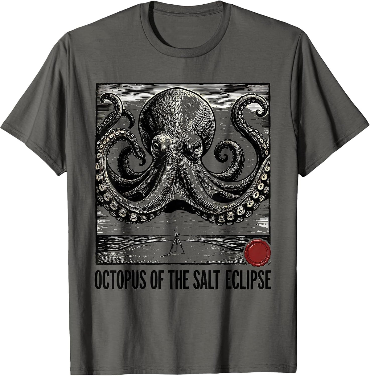 Octopus of the Salt Eclipse Vintage Japanese Ocean Animal T-Shirt - Asphalt Grey