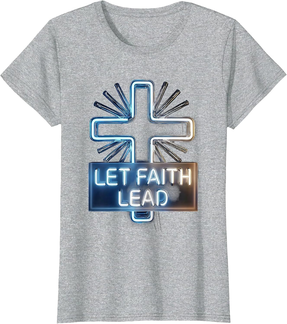 Women's Let Faith Lead Faith Over Fear Inspirational Design T-Shirt - Heather Grey